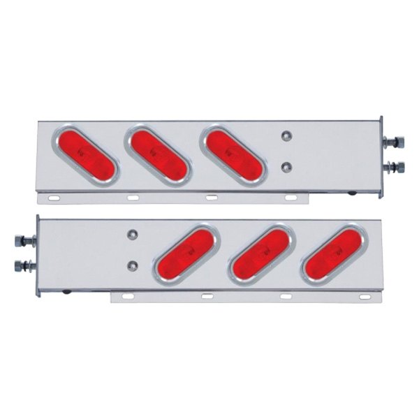 United Pacific® - Spring Loaded Light Bars with Six Oval Lights and Visors