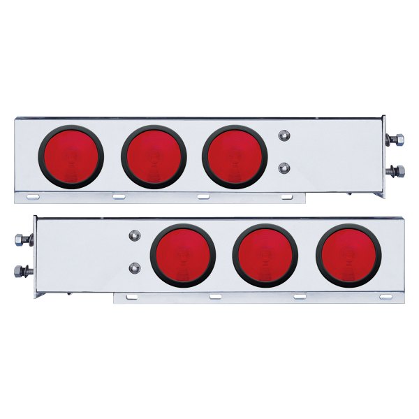 United Pacific® - 2-1/2" Bolt Pattern Spring Loaded Light Bar with Six 4" Lights and Grommets