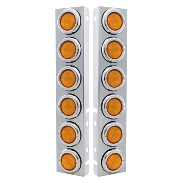 United Pacific® - Front Air Cleaner Chrome/Amber Parking Lights with 12 x 2" Flat Lights