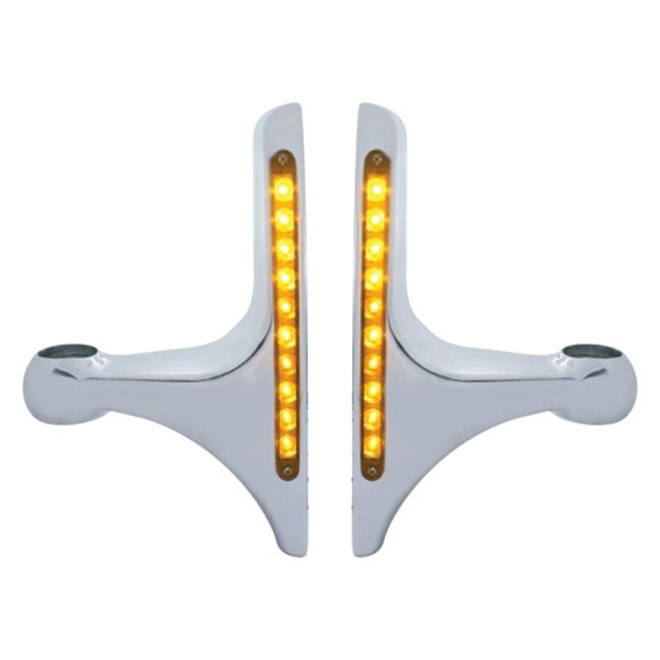 United Pacific® - L-Shaped Headlight Brackets With 9" Amber LED Turn Signal Light