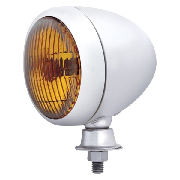 United Pacific® - Teardrop 4.75" Round Chrome Housing Spot Beam Amber Light with Amber Lens