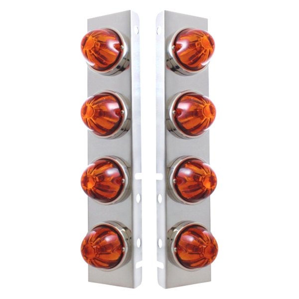 United Pacific® - Front Air Cleaner Chrome/Dark Amber Parking Lights with 8 x Glass Watermelon Lights