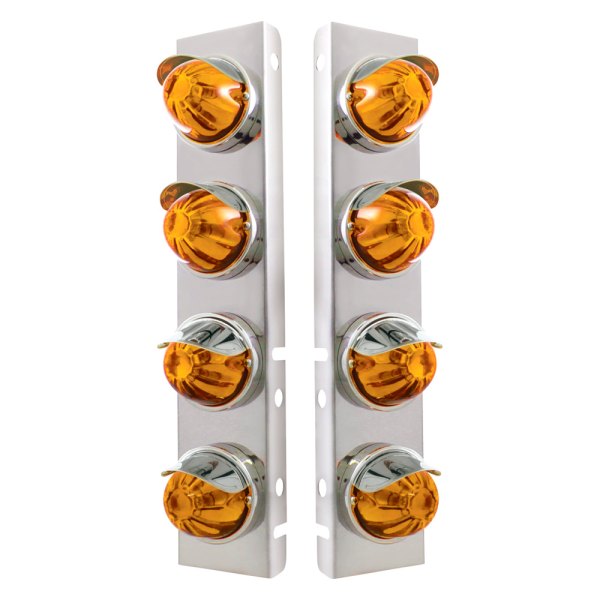 United Pacific® - Front Air Cleaner Chrome/Amber Parking Lights with 8 x Glass Watermelon Lights