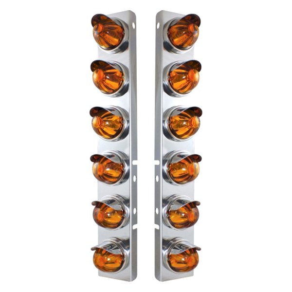 United Pacific® - Front Air Cleaner Chrome/Amber Parking Lights with 12 x Glass Watermelon Lights