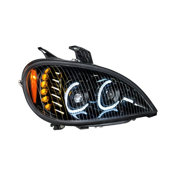 United Pacific® - Passenger Side Black DRL Bar Projector LED Headlight, Freightliner Columbia