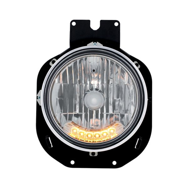 United Pacific® - Chrome Euro Headlight with Amber Parking LEDs, Freightliner Century