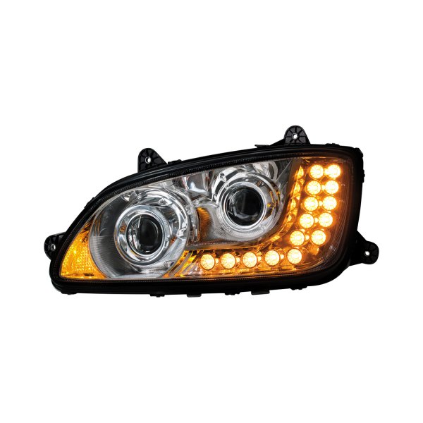 United Pacific® - Driver Side Chrome Projector Headlight with LED Turn Signal, Kenworth T660