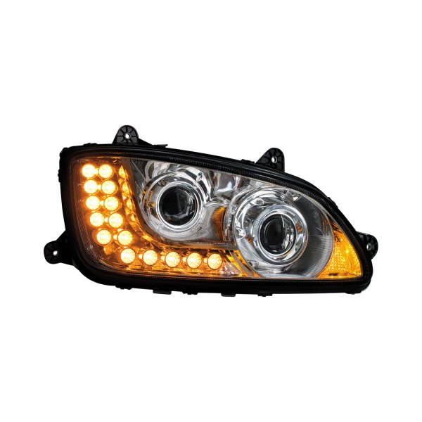 United Pacific® - Passenger Side Chrome Projector Headlight with LED Turn Signal, Kenworth T660