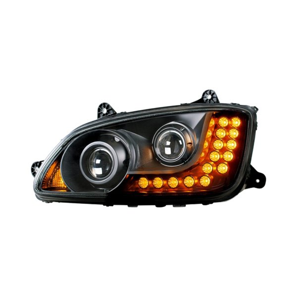 United Pacific® - Driver Side Black Projector Headlight with LED Turn Signal, Kenworth T660