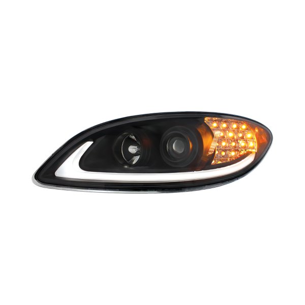 United Pacific® - Driver Side Black DRL Bar Projector Headlight with LED Turn Signal, International ProStar
