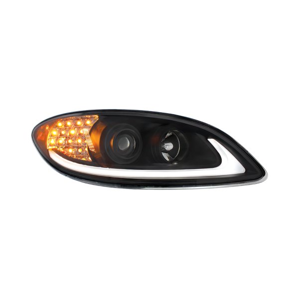 United Pacific® - Passenger Side Black DRL Bar Projector Headlight with LED Turn Signal, International ProStar