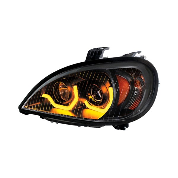 United Pacific® - Driver Side Black Switchback LED DRL Bar Projector Headlight, Freightliner Columbia