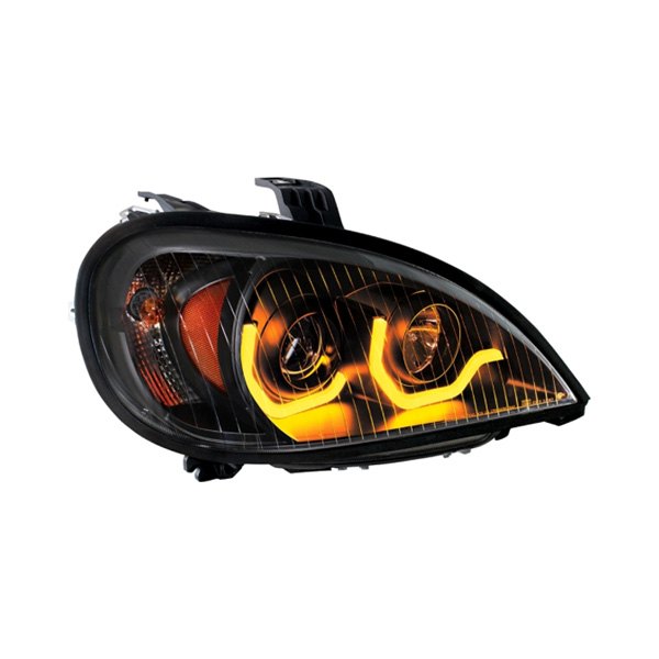 United Pacific® - Passenger Side Black Switchback LED DRL Bar Projector Headlight, Freightliner Columbia