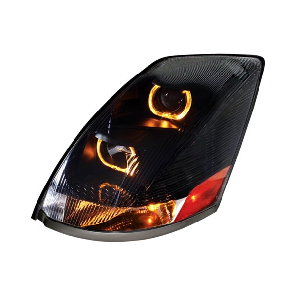 United Pacific® - Driver Side Black Projector Headlight with Switchback LED Halo