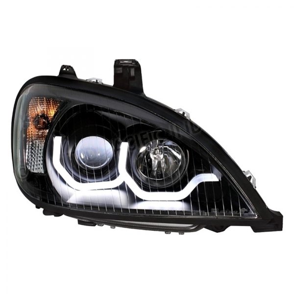 United Pacific® - Passenger Side Black LED DRL Bar Projector Headlight, Lighted