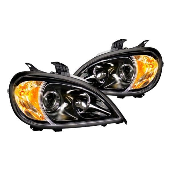 United Pacific® - Black Projector Headlights, Freightliner Columbia