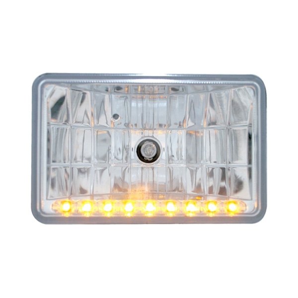 United Pacific® - 4x6" Rectangular Chrome Euro Headlight With Parking LEDs