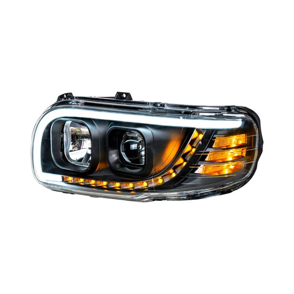 United Pacific® - Driver Side Black DRL Bar Projector Headlight with LED Turn Signal