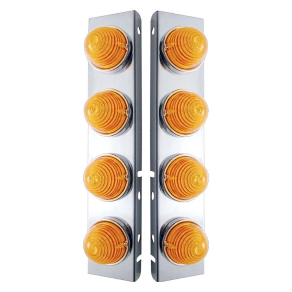 United Pacific® - Front Air Cleaner Chrome/Amber LED Parking Lights with 8 x Glass Beehive Lights
