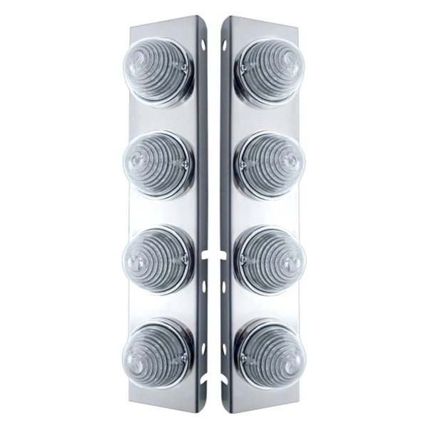 United Pacific® - Front Air Cleaner Chrome LED Parking Lights with 8 x Glass Beehive Lights