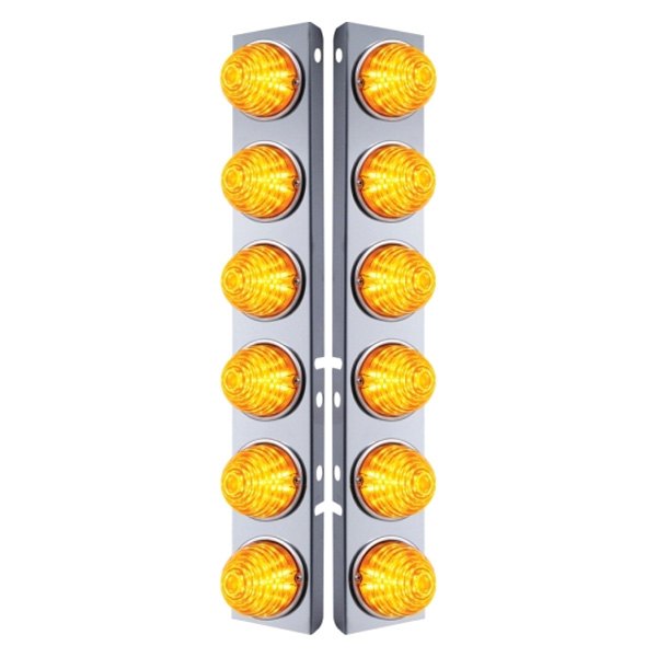 United Pacific® - Front Air Cleaner Chrome/Amber LED Parking Lights with 12 x Glass Beehive Lights