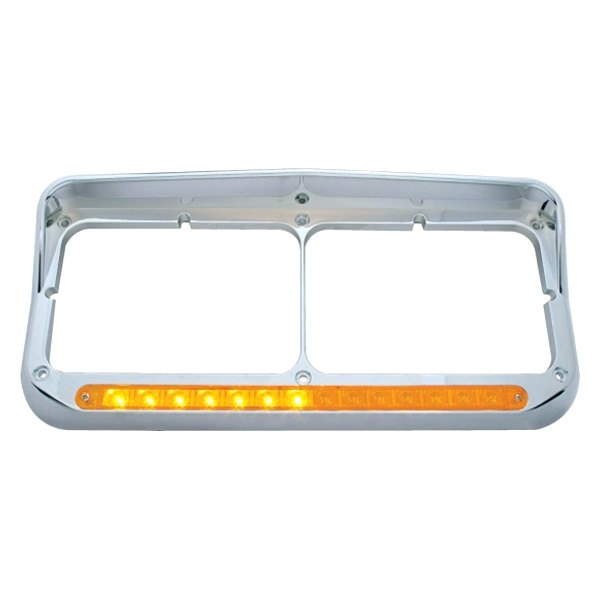 United Pacific® - Sequential LED Rectangular Dual Chrome Passenger Side Headlight Bezel