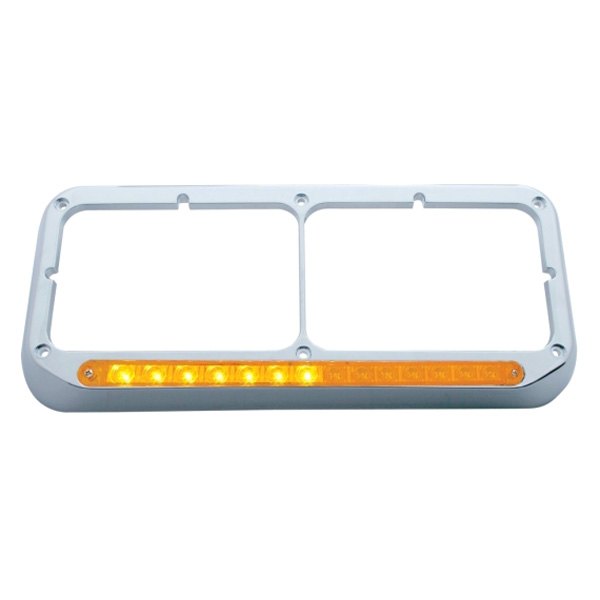 United Pacific® - Sequential LED Rectangular Dual Chrome Passenger Side Headlight Bezel