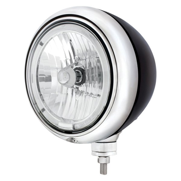 United Pacific® - 7" Round Chrome "Guide" Style White Halo Crystal Headlight