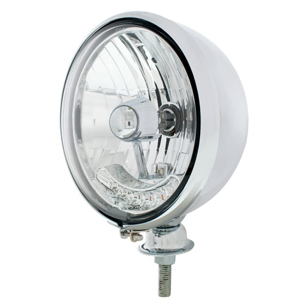 United Pacific® - Kingbee 7" Round Chrome Crystal Headlight With Parking LEDs