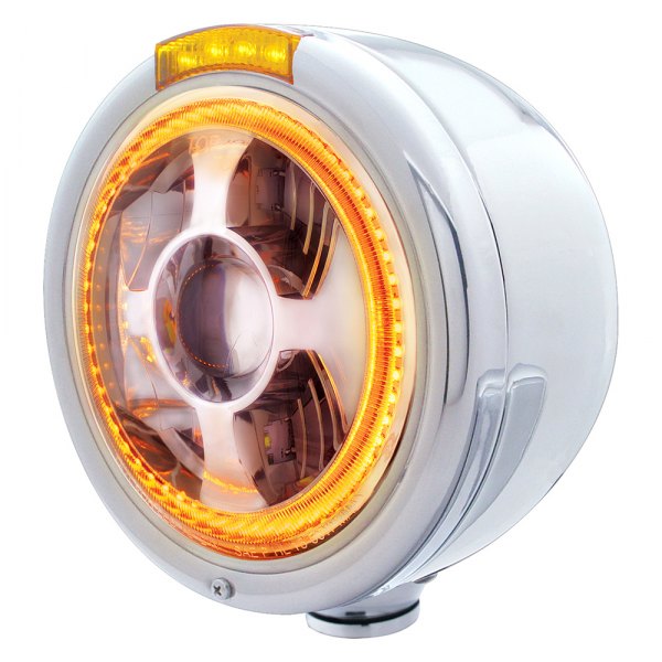 United Pacific® - 7" Round Chrome "Half Moon" Style Halo Projector LED Headlight