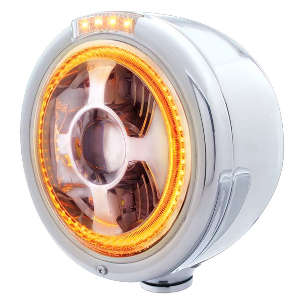 United Pacific® - 7" Round Chrome "Half Moon" Style Halo Projector LED Headlight