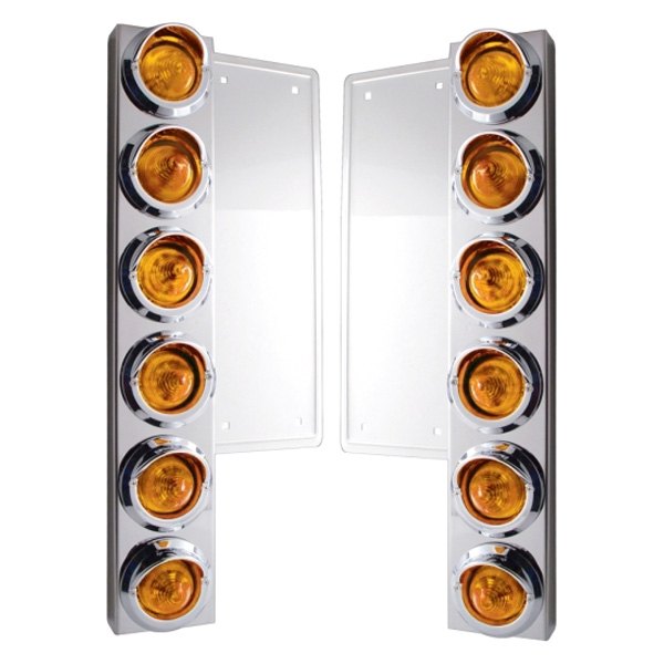 United Pacific® - Front Air Cleaner Chrome/Amber LED Parking Lights with 12 x 9 LED 2" Beehive Lights