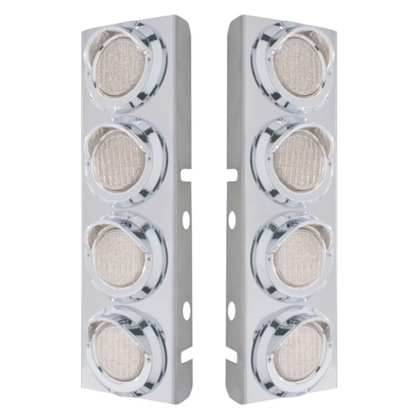 United Pacific® - Front Air Cleaner Chrome LED Parking Lights with 8 x 9 LED 2" Lights