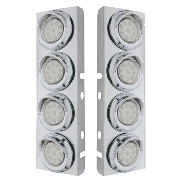 United Pacific® - Front Air Cleaner Chrome LED Parking Lights with 8 x 9 LED 2" Reflector Lights