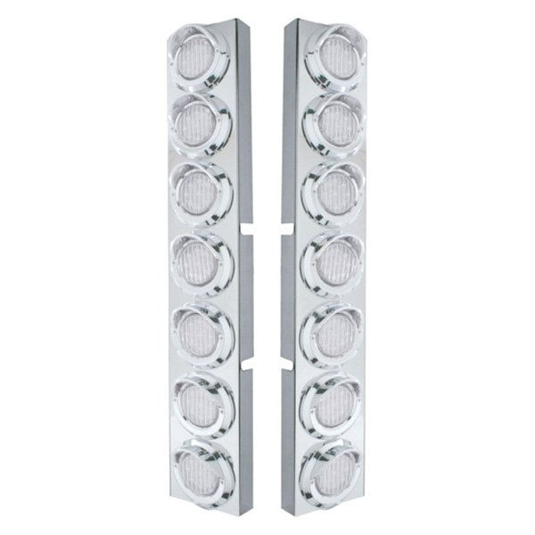 United Pacific® - Front Air Cleaner Chrome LED Parking Lights with 14 x 9 LED 2" Lights