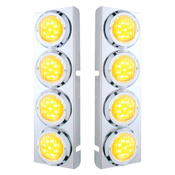 United Pacific® - Front Air Cleaner Chrome LED Parking Lights with 8 x 9 LED 2" Lights