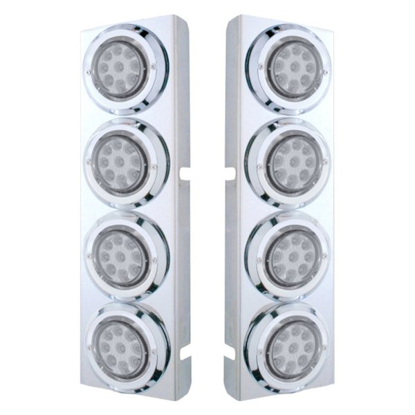 United Pacific® - Front Air Cleaner Chrome LED Parking Lights with 8 x 9 LED 2" Reflector Lights