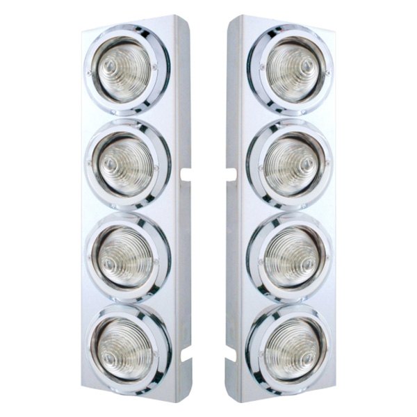 United Pacific® - Front Air Cleaner Chrome LED Parking Lights with 8 x 9 LED 2" Beehive Lights