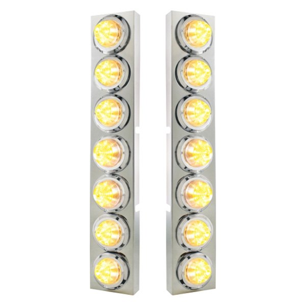 United Pacific® - Front Air Cleaner Chrome LED Parking Lights with 14 x 9 LED 2" Beehive Lights