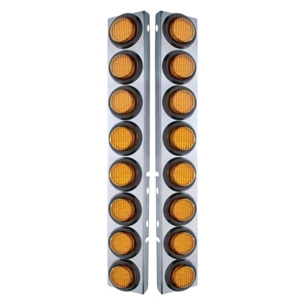 United Pacific® - Front Air Cleaner Chrome/Amber LED Parking Lights with 16 x 9 LED 2" Lights