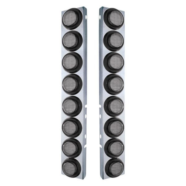 United Pacific® - Front Air Cleaner Chrome LED Parking Lights with 16 x 9 LED 2" Lights