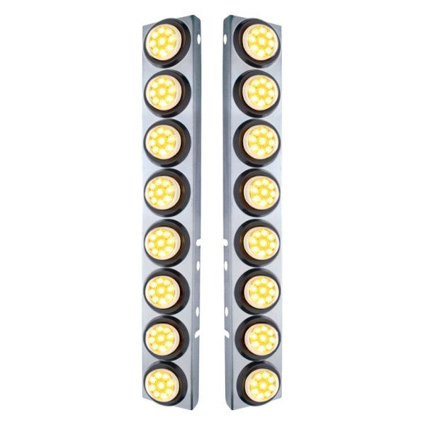 United Pacific® - Front Air Cleaner Chrome LED Parking Lights with 16 x 9 LED 2" Reflector Lights