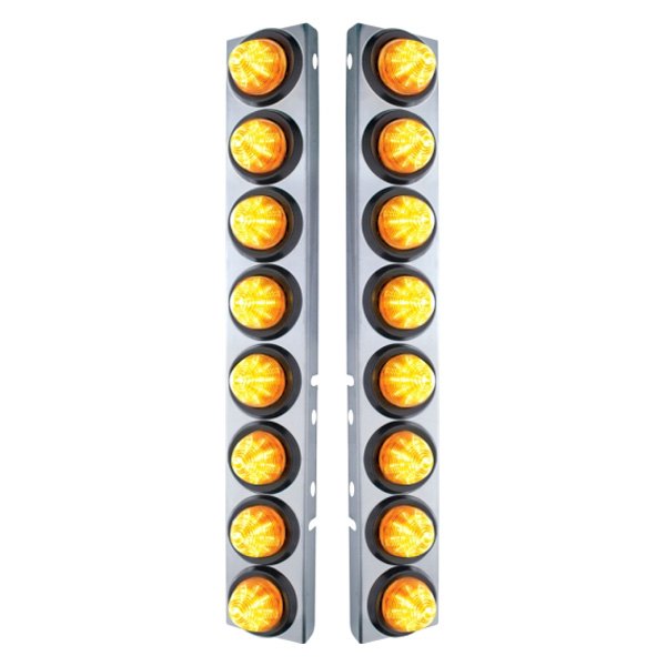 United Pacific® - Front Air Cleaner Chrome/Amber LED Parking Lights with 16 x 9 LED 2" Beehive Lights
