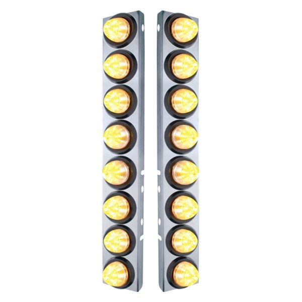 United Pacific® - Front Air Cleaner Chrome LED Parking Lights with 16 x 9 LED 2" Beehive Lights