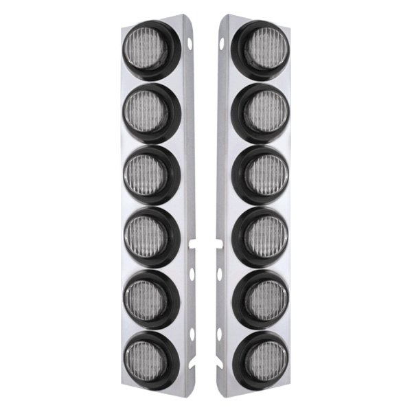 United Pacific® - Front Air Cleaner Chrome LED Parking Lights with 12 x 9 LED 2" Lights