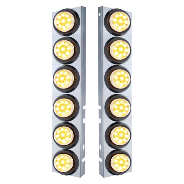 United Pacific® - Front Air Cleaner Chrome LED Parking Lights with 12 x 9 LED 2" Reflector Lights