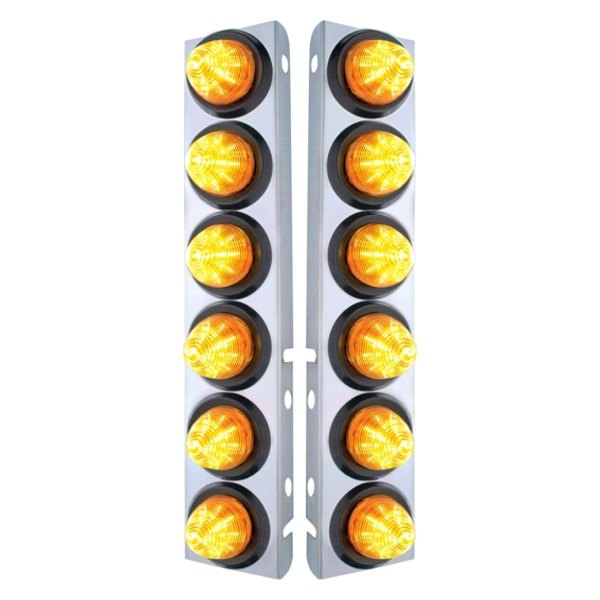 United Pacific® - Front Air Cleaner Chrome/Amber LED Parking Lights with 12 x 9 LED 2" Beehive Lights