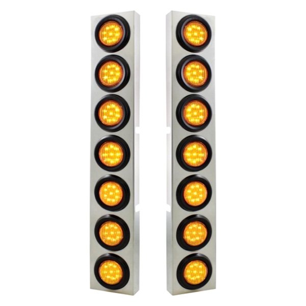 United Pacific® - Front Air Cleaner Chrome/Amber LED Parking Lights with 14 x 9 LED 2" Lights