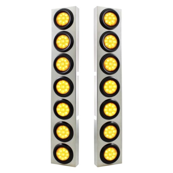 United Pacific® - Front Air Cleaner Chrome/Amber LED Parking Lights with 14 x 9 LED 2" Reflector Lights