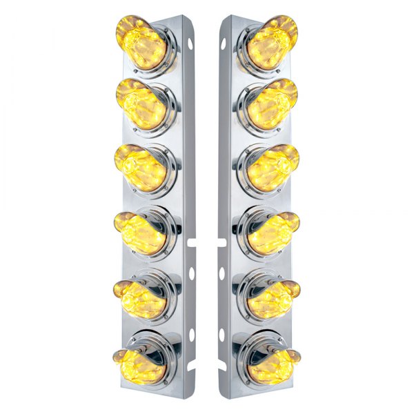 United Pacific® - Front Air Cleaner Chrome LED Parking Lights with 12 x 11 LED 2" Watermelon Lights